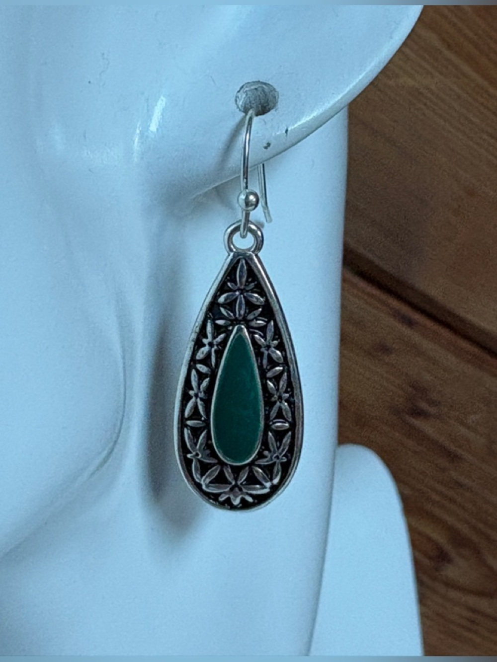 Teal Accent Silver Teardrop Earrings by INC
